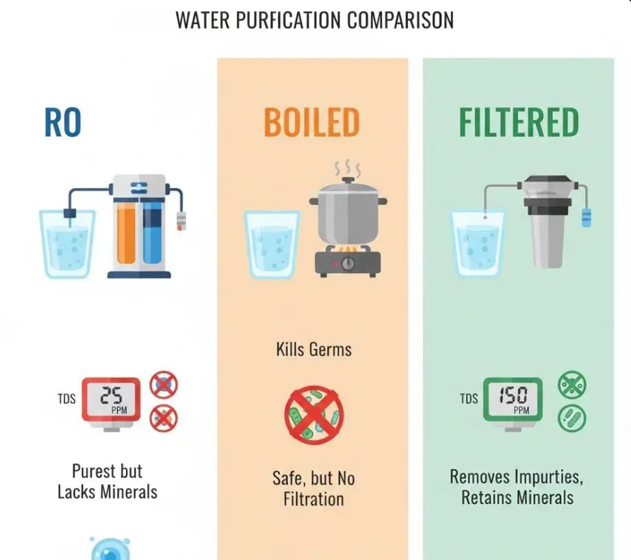 RO vs Boiled vs Filtered Water