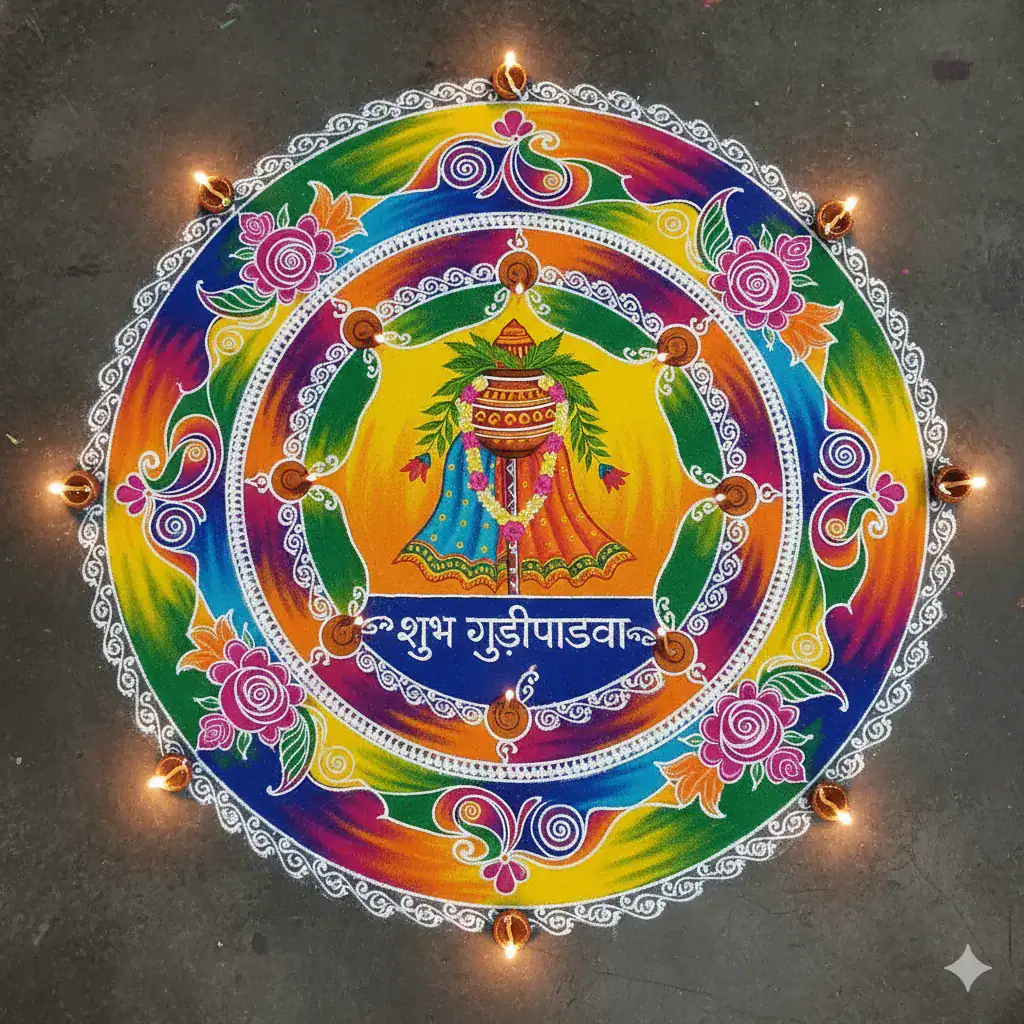 Sanskar Bharti Rangoli for Gudhi Padwa